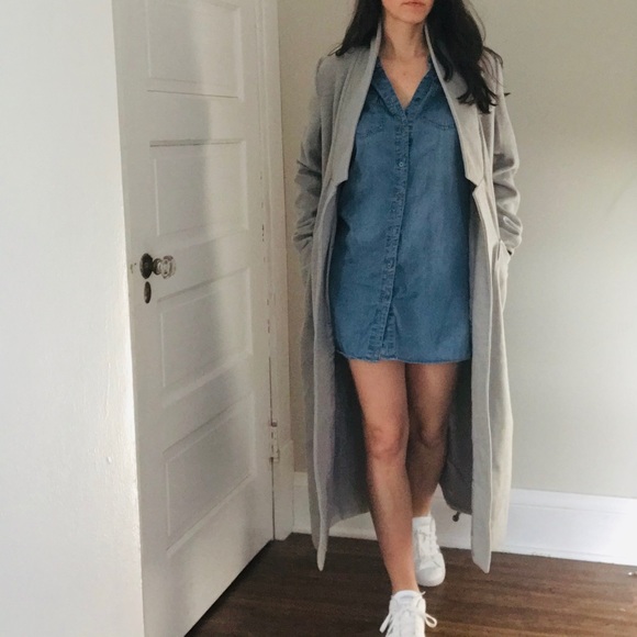 Jackets & Blazers - Light grey gray long dusted coat